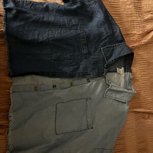 Two-Tone Denim Button-Up Shirt